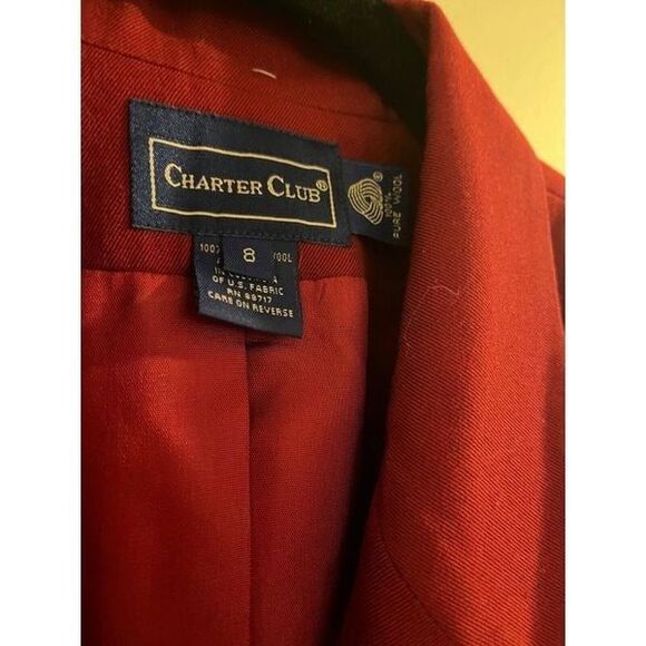 Charter Club Coat Women's Size 8 Long Sleeve Front Button Collared Wool Jacket - Picture 2 of 3